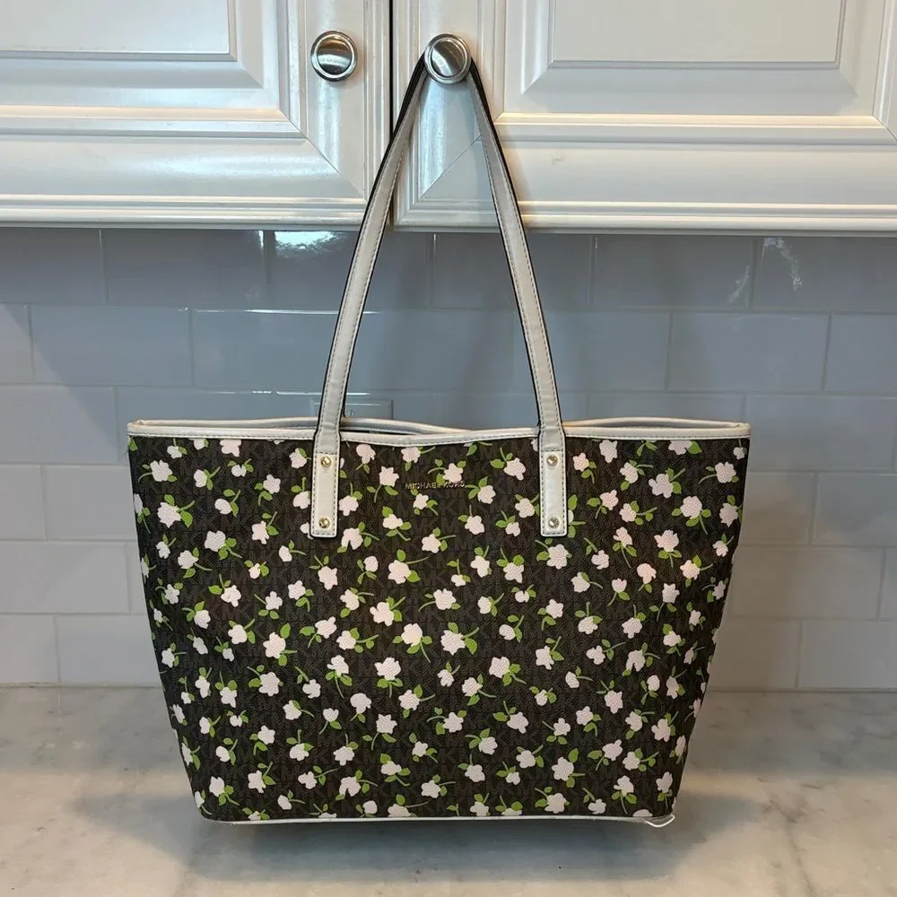 Michael Kors Bag Purse Handbag Floral Carter XL Open Carry All Tote Pocketbook